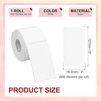 PATIKIL 3 x 5 Inch Rectangle Inventory Color Coding Labels 1 Roll, Square Self-Adhesive Inventory Label Stickers for Office Home Organization Name Tags, 500 Per Roll, White