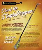 The Staple Popper – Stand Up Carpet Staple Remover Tool | Heavy Duty Staple Puller Hand Tool for Carpet, Upholstery & Flooring | Professional Staple Remover Stick for DIY & Contractors