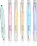 Techjob Aesthetic Highlighters 6 Pack Dual Tips,Double Line Highlighters Assorted Colors, Home and Office Use, Teacher Supplies, Ideal Highlighter for Organizing and Coloring
