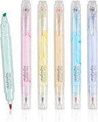 Techjob Aesthetic Highlighters 6 Pack Dual Tips,Double Line Highlighters Assorted Colors, Home and Office Use, Teacher Supplies, Ideal Highlighter for Organizing and Coloring