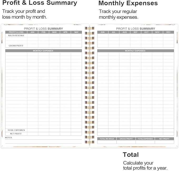 Heveboik Income & Expense Log Book - A5 Income and Expense Tracker for Small Business, Accounting Bookkeeping Tracking for Woman and Man, 5.8" x 8.3", Rose Leaf