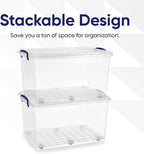 Superio Storage Bins with Lids, Clear Plastic Containers for Organizing, Stackable Totes, BPA Free, Odor Free, Organizer Boxes for Home, and Dorm (2 Pack, 44 Quart)