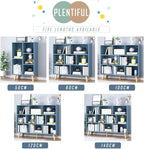 IOTXY Wooden Open Shelf Bookcase - 3-Tier Floor Standing Display Cabinet Rack with Legs, 10 Cubes Bookshelf, Bright Blue