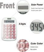 Mechanical Calculator,BTSEYAW Dual Power Calculator with 8 Digit Display tilt Screen and Big Buttons, Cute Office Desk Accessory (Pink)