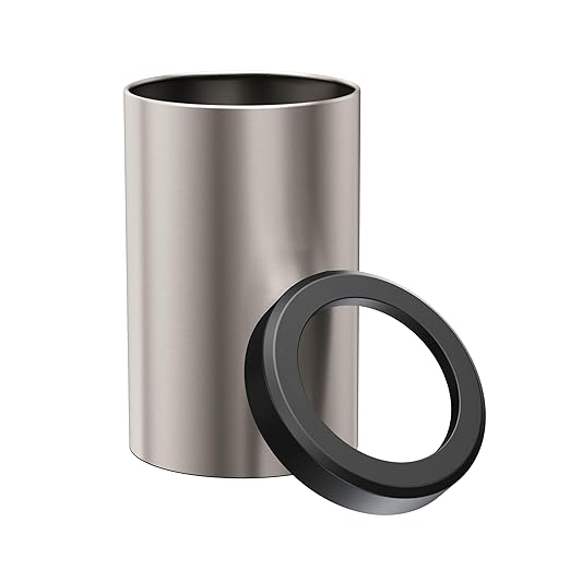 Gatco 1911MX Modern Round Waste Basket, Satin Nickel and Matte Black Combo / 11.88" H x 7.63" Dia Open Top Stainless Steel Trash Can with Removable Lid, 11 Liter Capacity