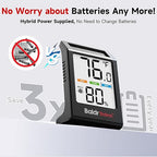 BaldrTherm Room Thermometer Indoor Humidity Meter, Solar-Powered 3.2'' Digital Temperature Sensor Monitor with 5-Comfort Indicator for Baby, Home, Office, Black, 3Pack