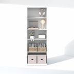 Furinno GEHRY DVD Shelf, 5-Tier CD Rack, Media Shelf with Adjustable Shelves, DVD Storage Cabinets for CD Blueray Game Disc, Easy Assembly, for Living Room, Home Office, White