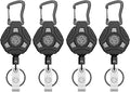 4 Pack Retractable Keychain Heavy Duty, Badge Reels Retractable, Tactical ID Badge Holder with Upgraded Zinc Alloy Carabiner, 31.5'' Coated Steel Cord, Bearing 8.0 oz