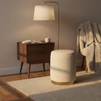 Boahaus Cersei White Velvet Vanity Ottoman with Hidden Storage, Makeup Chair for Vanity Desk, Elegant Foot Rest Stool with Gold Base for Bedroom, Living Room & Dressing Area (Pure White)