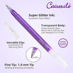 CAISEXILE 12 Purple Glitter Gel Pens Set, 1.0 mm Fine Point for Black Paper & White Paper, Large Capacity Pens for Journaling, Adult Coloring Books, Drawing, Note Taking, Highlighting