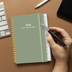 2026 Planner - Planner 2026 from January 2026 - December 2026, Weekly & Monthly Planners Spiral Bound with 12 Monthly Tabs, Inner Pocket, 6.4" x 8.5", Green