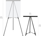Amazon Basics High Boardroom Black Aluminum Flipchart Whiteboard and Display Easel Stand with Adjustable Height Telescope Tripod, Black, 37 x 18 x 28 Inches