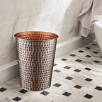 Monarch Abode Metal Bathroom Trash Can – Waste Basket for Bedroom, Office Desk, & Dorm, Hand Hammered, Durable Decorative Antique Copper Small Trash Can Bathroom Garbage Bin Wastebasket