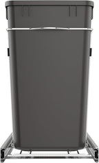 Rev-A-Shelf Pullout Trash Can for Kitchen Cabinets 27 Qt Garbage Waste Recycling Bin with Full Extension Slides, Orion Gray, RV-15KD-13C-S