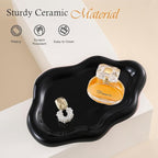 CCINPPY Ceramic Jewelry Tray Trinket Dish, Decorative Cloud Vanity Key Tray for Women, Ring Holder Dish, Cute Jewelry Plate Bowl Room Decor Aesthetic, Black, Large