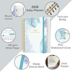 2026 Daily & Monthly Planner - One Page Per Day, Daily Planner from January 2026 to December 2026, Planner 2026 with 12 Monthly Tabs, 6.4" x 8.5", Rose Flower