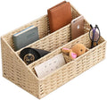 Boershun Rattan Mail Organizer - Countertop, Desk, Bills, Woven Basket, Magazine Holder, Mail Sorter, Hobo Organizer，Beige