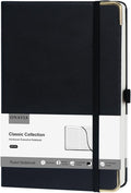 ONAVIA A5 Lined Journal Notebook - 100 GSM Thick Paper, Hardcover Journaling Notebook for Writing, Work, Travel, School, College Ruled Journal for Women and Men, PU Leather Note Book, 5.5”x8.3”- Black