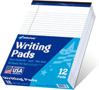 WritePads Legal note pads 8.5"x11" Legal Pads,Wide Ruled,White Paper,12 Pack,50 Sheets Per Writing Pad,Micro perforated Writing Pad,BL-MWT50W-12PAD
