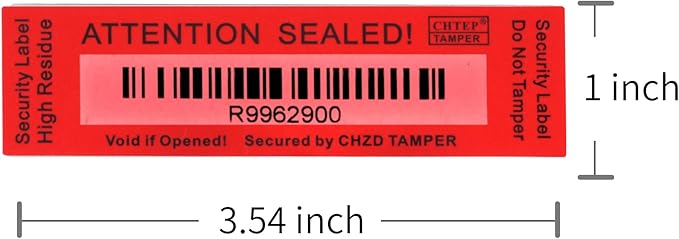 ChtepTamper 100 Pieces Total Transfer Tamper-Evident Stickers Security Labels Great for Goods Shipping,Exchange of Agency Files, Privacy Protection or More(Serial Number 1 * 3.54inches Red)