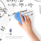 CLICK CLEAN Replaceable Dry Erase Board Eraser, 4-in-1 Magnetic Whiteboard Eraser with 3 Replaceable Felt Pads, Free 3.4oz Whiteboard Cleaner Included, Intended for Classroom, Home and Office