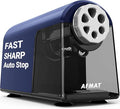 AFMAT PSX2 Heavy Duty Electric Pencil Sharpener, 6 Holes, Classroom Sharpener for 6-11mm Pencils, Auto Stop, Super Fast, Save Pencils, School Teacher Must Have Pencil Sharpeners Plug in, Blue
