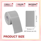 PATIKIL 3 x 5 Inch Rectangle Inventory Color Coding Labels 1 Roll, Square Self-Adhesive Inventory Label Stickers for Office Home Organization Name Tags, 500 Per Roll, Gray