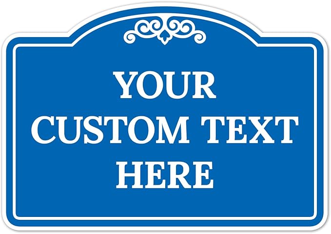 Custom Decorative Sign, Personalized Metal Sign for Business, Driveway, Home, Airbnb, Office Door Plaque, Blue Background Sign, 7x10 Inches, ACM, Fade Resistant, Made in USA by Sigo Signs