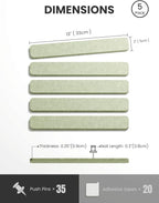 Fluxynara Cork Board Alternative Felt Strip Board 5-Pack 13"x2", Office Pin Board with 35 Push Pins, Adhesive Install for Bedroom Door & Home Office(Sage)