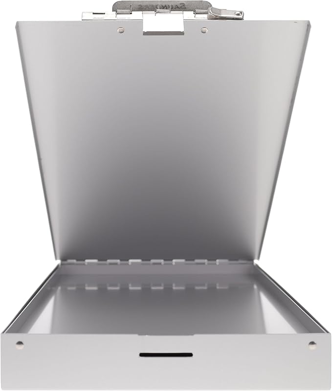 Saunders Metal Clipboard with Storage, Silver Dual Layer Nursing Clipboard Folio, Letter Size Paper Organizer, Steel Clip with Self Locking Latch, Form Holder for Office, School & Work - Made in USA