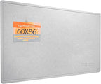 Large Bulletin Board - 60 x 36 Inches, Decorative Felt Pin Board for Wall - 5' x 3' Foldable Photo Display Board with Self-Adhesive Tape, Includes 20 Push Pins - Light Gray