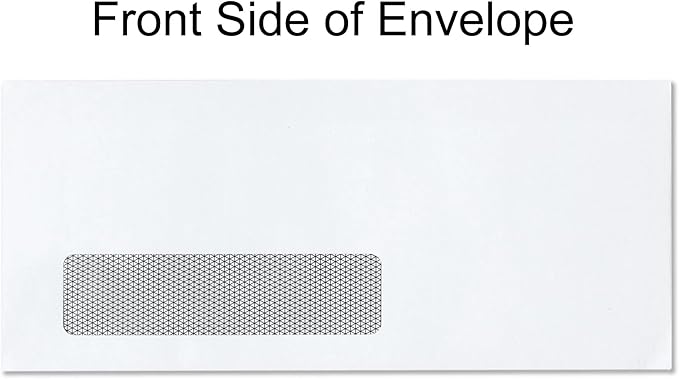 1000#10 Custom Printed Envelopes, White, Single Left Window, Self Seal, Security Tinted, Text and Logo Customization, Size 4-1/8 x 9-1/2 Inches, 24 LB