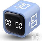 Productivity Timer Flip Gravity Sensor Cube Timer Countdown & Countup,Mute & Vibrate & Sound，5/10/30/60min & Custom Timing, Perfect for ADHD,Work,Learning,Kitchen Cooking (1Blue)