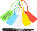 100 Blank Plastic Tags for Labeling Waterproof Hanging Labels Writable Tags Seal Plastic Marking Label for Clothes Bags Keys Inventory with One Marker Pen (Mixed 5 Color)