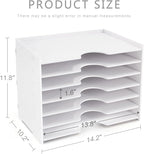 SONGWAY File Organizer for Desk - 7 Tier Wide Document Holder, Letter Mail Tray Storage Rack, A4 Paper Storage Holder, Desktop Organizer for Home Office School, White