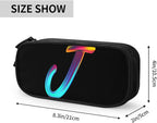 Pazacon Cute Initial Pencil Case for Kids Students, Large Capacity Pencil Pouch for Boys Girls, Letter Design Pencil Box Pen Bag Office Stationery Organizer, Rainbow Letter J
