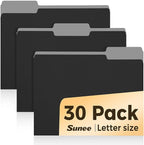 SUNEE File Folders, 30 Pack Manilla Folders 8.5 x 11, Colored File Folders Home Office School Supplies for Documents Files Paper, Black