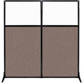 Versare Workstation Partition | Portable Wall Divider | Modern Office Cubicle | Free Standing Privacy Screen | Flexible Work Space | 66" x 70" W/Window, Latte Fabric Panels