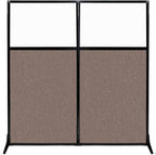 Versare Workstation Partition | Portable Wall Divider | Modern Office Cubicle | Free Standing Privacy Screen | Flexible Work Space | 66" x 70" W/Window, Latte Fabric Panels