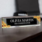 Signs ByLITA Floral Pattern Customized Nameplate | Harvest Sun Personalized Full Color Acrylic Desk Sign