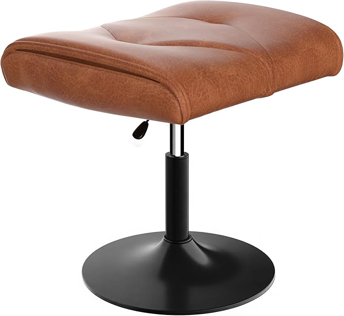 VECELO Foot Rest Under Desk Ottoman, PU Height Adjustable Footrest with Comfort Padding, Leg Rest for Desk for Relieving Leg Pain, Stiffness, and etc, Black