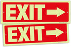 iSYFIX Exit Signs with Directional Right Arrow - 2 Pack 12x4 Inch Glow in the Dark for Business, School, Office, Warehouse - Durable 40 Mil Polystyrene, UV Laminated, Waterproof, Scratch & Fade Resistant