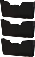 Simple Houseware Single Pocket Wall Mount for Hanging File Holder, 3 Packs, Black