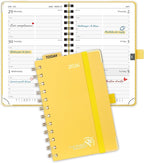 POPRUN 2026 Pocket Planner with Hourly Time Slots for Purse, (Small Size-4'' x 6.25'') - Daily Weekly and Monthly Calendar Agenda 2026 Appointment Book with Inner Pocket, 100 GSM - Light Yellow
