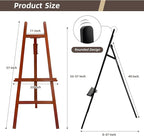 Stuelloaf Large A-Frame Wooden Painting Display Walnut Easel, Large Adjustable Pine Wood Standing Easel Holding Canvas Up to 60'', Solid Wood for Display, Wedding Sign or Painting-Walnut
