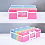ALINK Photo Storage Box with Handle, 4" x 6" Photo Organizer Storage Container with 16 Inner Case and 1 Sheet Blank Labels for Pictures, Arts, Crafts, Sewing, Seeds, Office Supplies - Colored