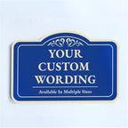 Custom Decorative Outdoor Metal Signs, Personalized Aluminum Signs, Customized Driveway Signs, Waterproof Signs Made In USA, Design 1 Blue Steel 36x24 In