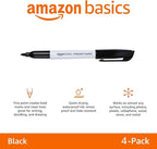 Amazon Basics Fine Tip Point Permanent Markers for Office, School, and Home Use, Black, 4 Pack