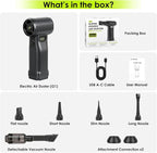 OVVGO Electric Compressed Air Duster, 300,000RPM Cordless Air Blower for Dust Removal, Duster/Vacuum 2-in-1 with 10 Speeds, 20000mAh Rechargeable & 5 Nozzles Dust Blower for PC, Keyboard, Car, Outdoor