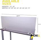OBEX Acrylic Free Standing Screen, Divider for Desk Privacy Home & Office Partitions for Table Top Workstation, Portable Cubicle Panel for Work, 12" x 36", Frosted